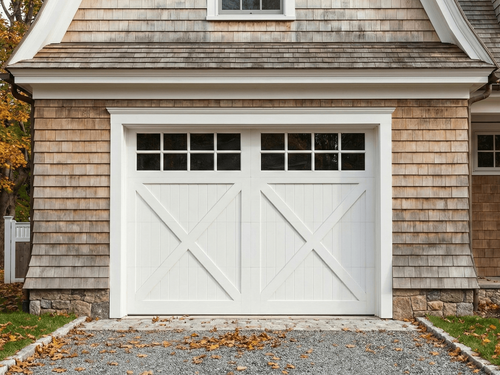 Garage door replacement before-and-after comparison in southern New Hampshire